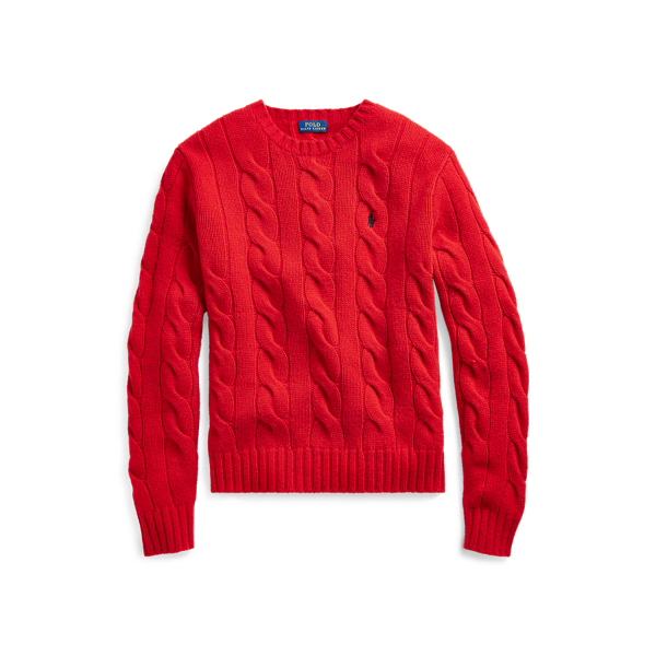 Cable-Knit Wool-Blend Sweater Polo Ralph Lauren in Fall Red 2