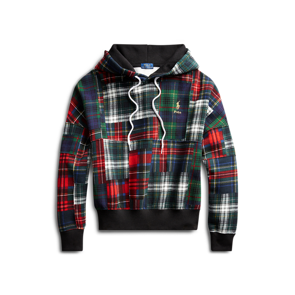 Plaid Patchwork Fleece Hoodie for Women Ralph Lauren UK