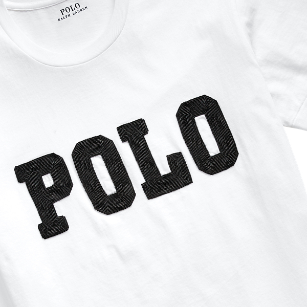 White Big Fit Beaded Polo Tee Polo Ralph Lauren 6