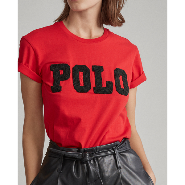 RL Red Big Fit Beaded Polo Tee Polo Ralph Lauren 5