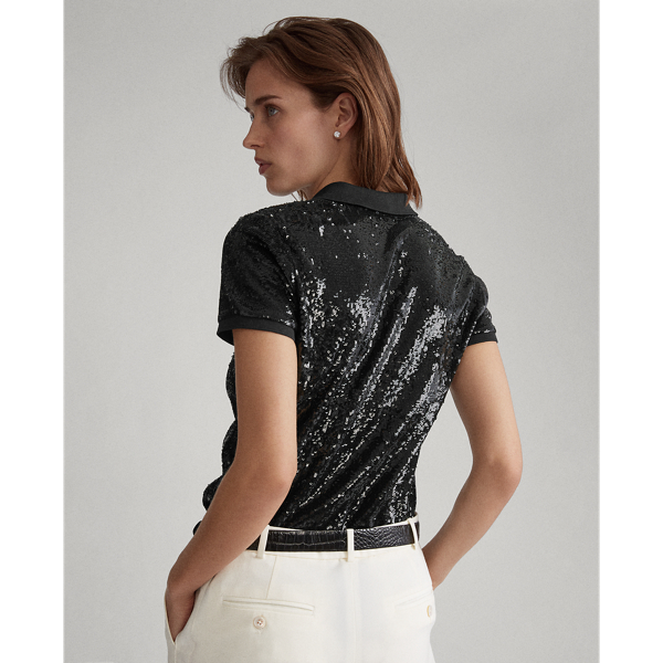 Black Sequined Polo Shirt Polo Ralph Lauren 4