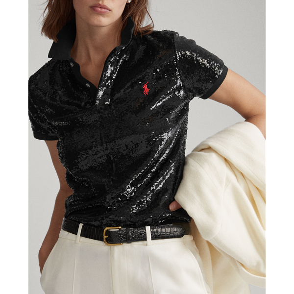 Black Sequined Polo Shirt Polo Ralph Lauren 5