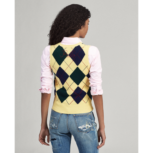 Yellow Multi Argyle Sleeveless Jumper Polo Ralph Lauren 4