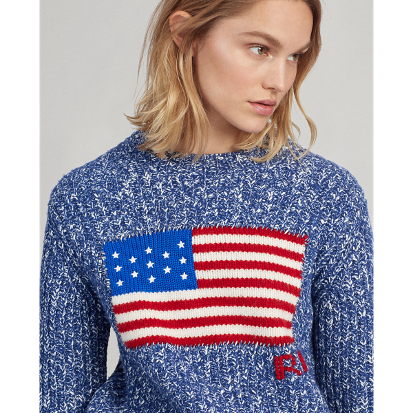Raleigh Blue Ragg Flag Wool-Blend Jumper Polo Ralph Lauren 6
