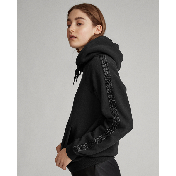Black Beaded Fleece Hoodie Polo Ralph Lauren 4