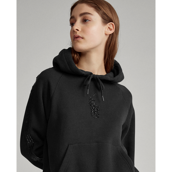 Black Beaded Fleece Hoodie Polo Ralph Lauren 6
