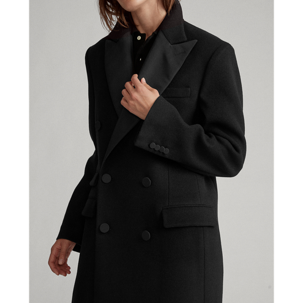 Black Wool-Blend Tuxedo Coat Polo Ralph Lauren 6