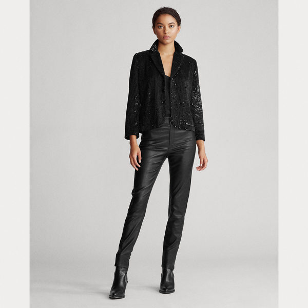 Black Sequined Cropped Blazer Polo Ralph Lauren 4