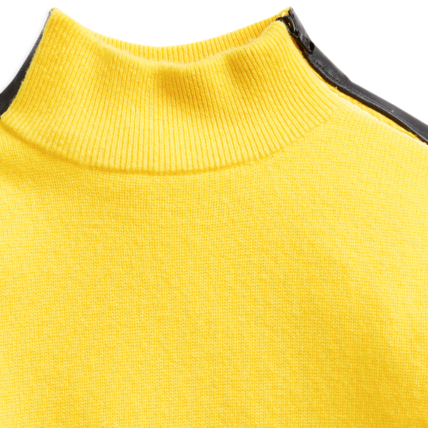 Yellow/Black Leather-Trim Cashmere Jumper Polo Ralph Lauren 7