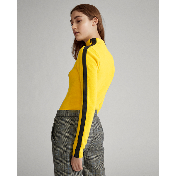 Yellow/Black Leather-Trim Cashmere Jumper Polo Ralph Lauren 4