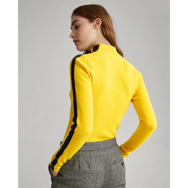Yellow/Black Leather-Trim Cashmere Jumper Polo Ralph Lauren 5