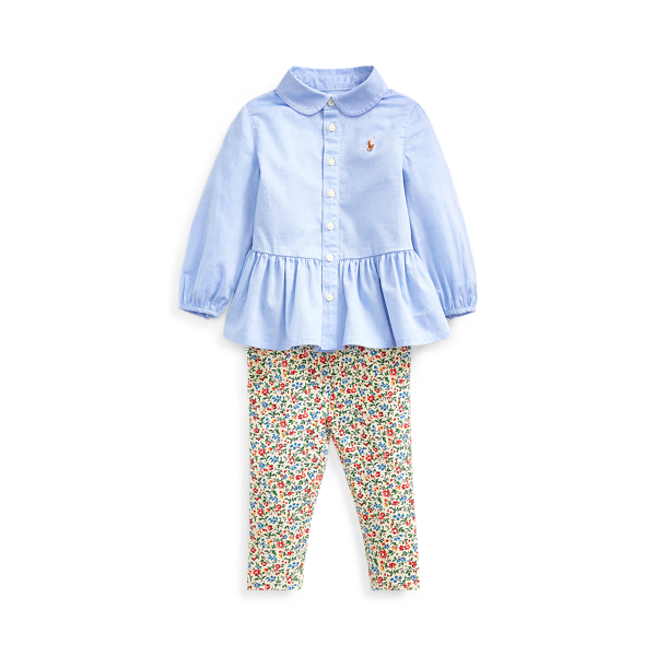 Camicia Oxford e leggings stretch Baby Girl in 1