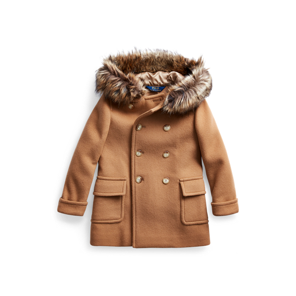 Faux-Fur-Trim Wool-Blend Coat Girls 1.5-6.5 Years 1