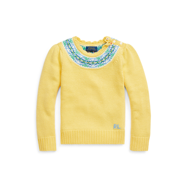 Fair Isle Cotton-Blend Sweater Girls 1.5-6.5 Years in 1