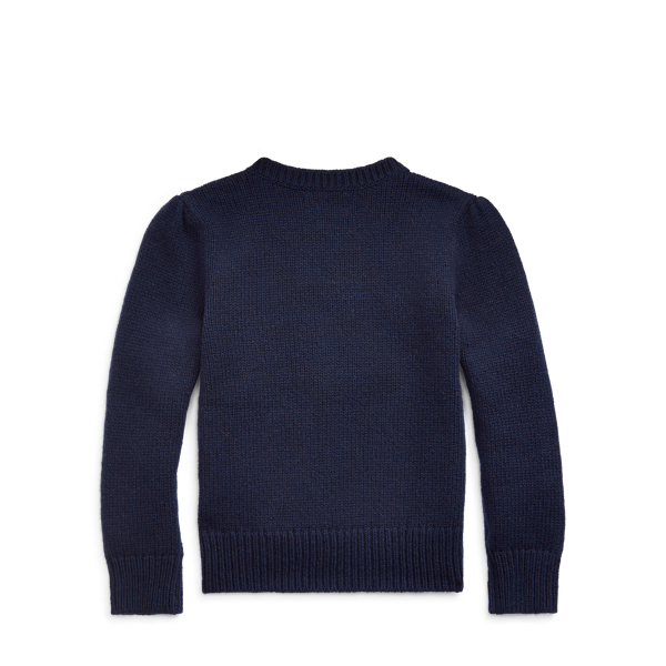 Navy Horse Wool-Blend Jumper Girls 2-6x 2