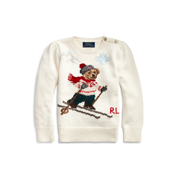 Ski Bear Cotton Blend Jumper for Girls Ralph Lauren UK