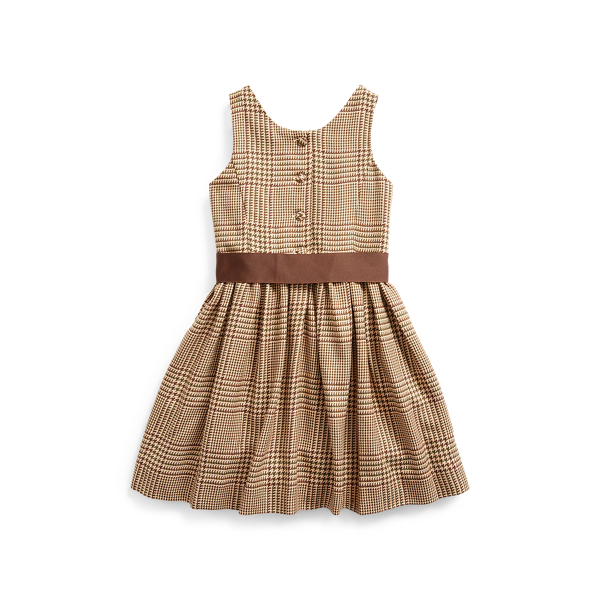 Brown Multi Glen Plaid Dobby Dress Girls 2-6x 2
