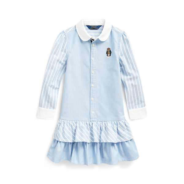Bear Striped Cotton Shirtdress Girls 2-6x 1