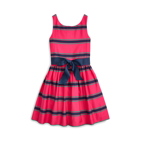 Striped Cotton Sateen Dress Girls 1.5-6.5 Years em 1