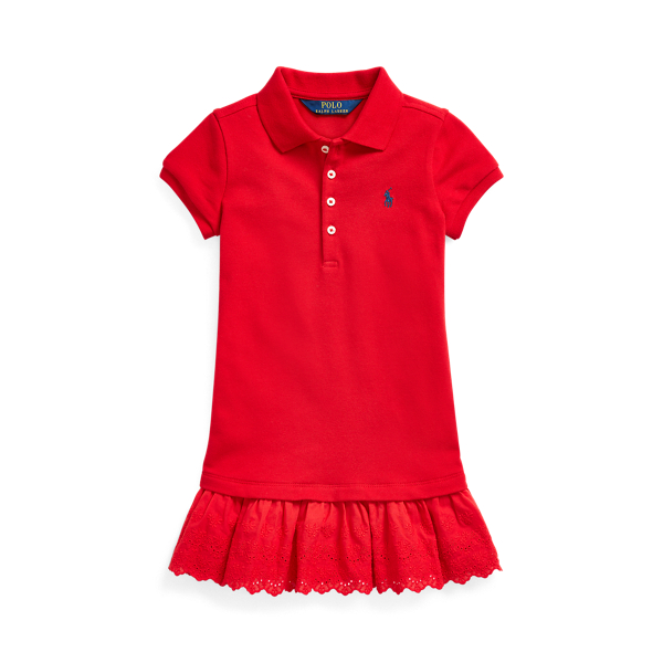 Eyelet Stretch Mesh Polo Dress Girls 1.5-6.5 Years em 1