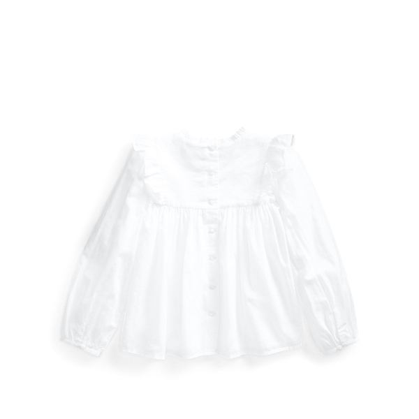 White Smocked Cotton Batiste Top Girls 2-6x 2