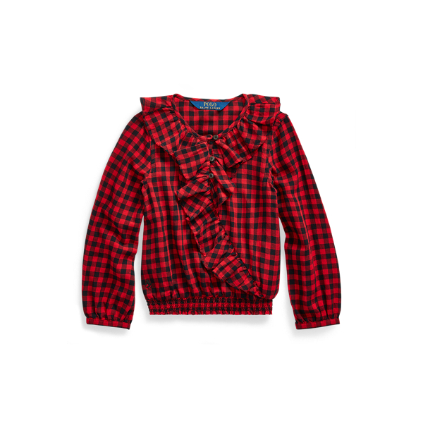 Ruffled Cotton Twill Top Girls 1.5-6.5 Years 1