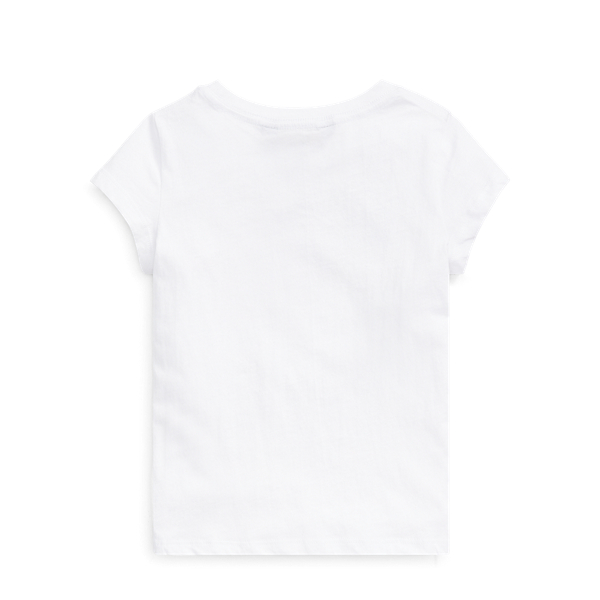 White-red Cotton Jersey Graphic Tee Girls 2-6x 2