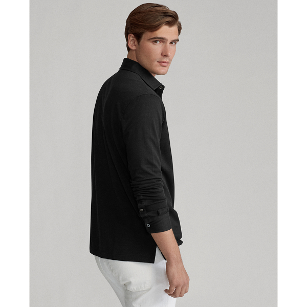 Black Custom Slim Fit Mesh Shirt Polo Ralph Lauren 5