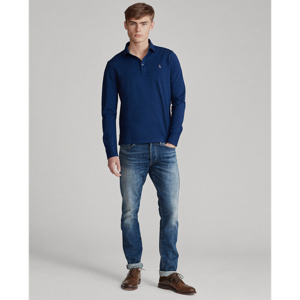 Monroe Blue Heather Custom Slim Fit Mesh Shirt Polo Ralph Lauren 4