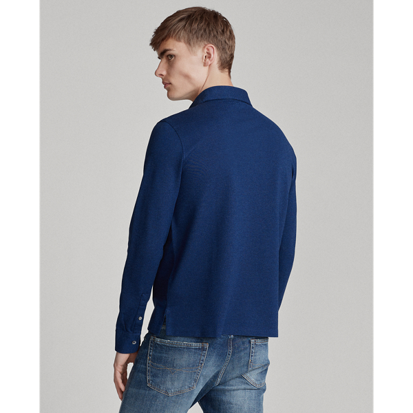 Monroe Blue Heather Custom Slim Fit Mesh Shirt Polo Ralph Lauren 5