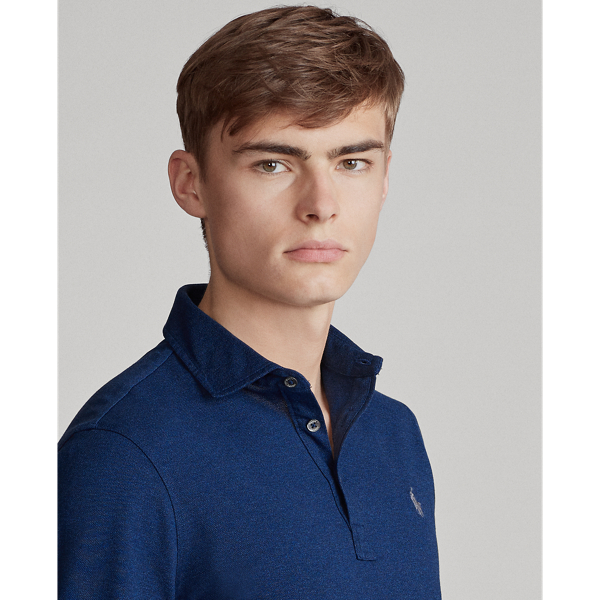 Monroe Blue Heather Custom Slim Fit Mesh Shirt Polo Ralph Lauren 6