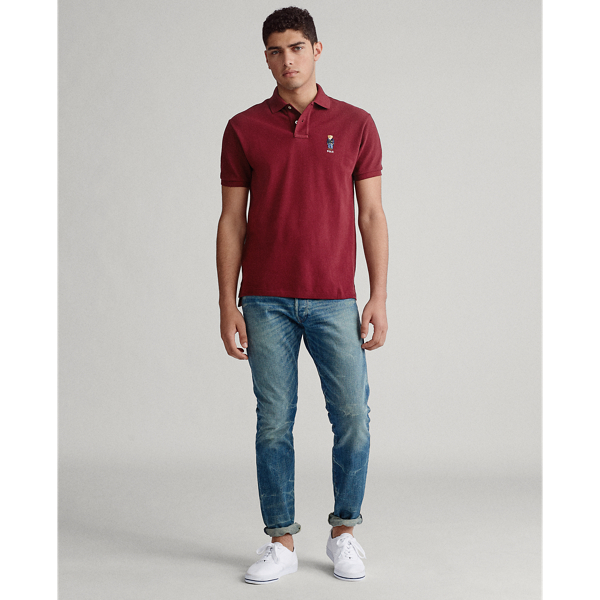 Classic Wine Custom Slim Fit Bear Mesh Polo Polo Ralph Lauren 4