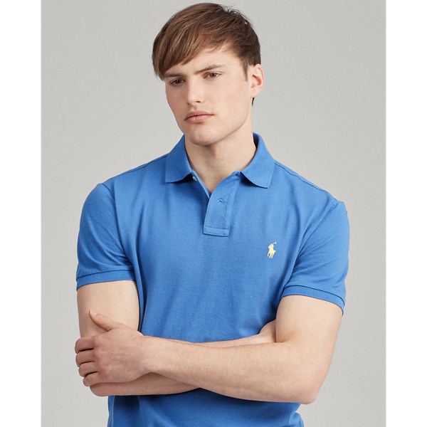 Blue Custom Slim Fit Mesh Polo Shirt Polo Ralph Lauren 5