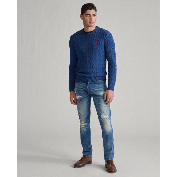 Night Navy Heather Cable-Knit Cotton Sweater Polo Ralph Lauren 3