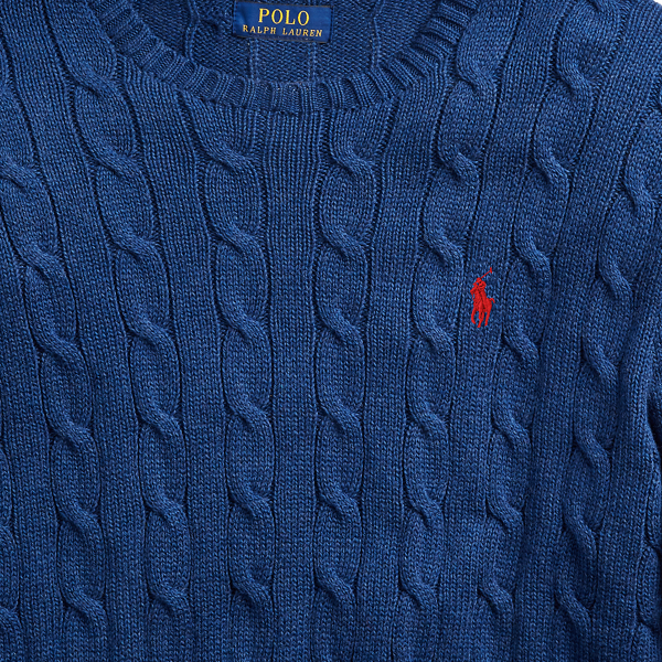 Night Navy Heather Cable-Knit Cotton Sweater Polo Ralph Lauren 6