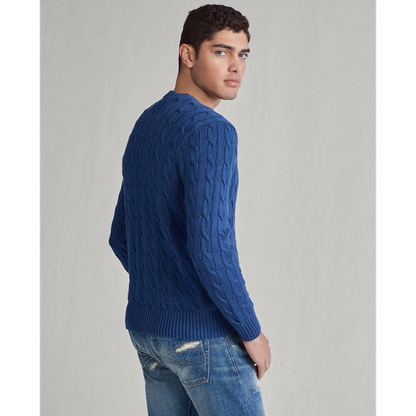 Night Navy Heather Cable-Knit Cotton Sweater Polo Ralph Lauren 4