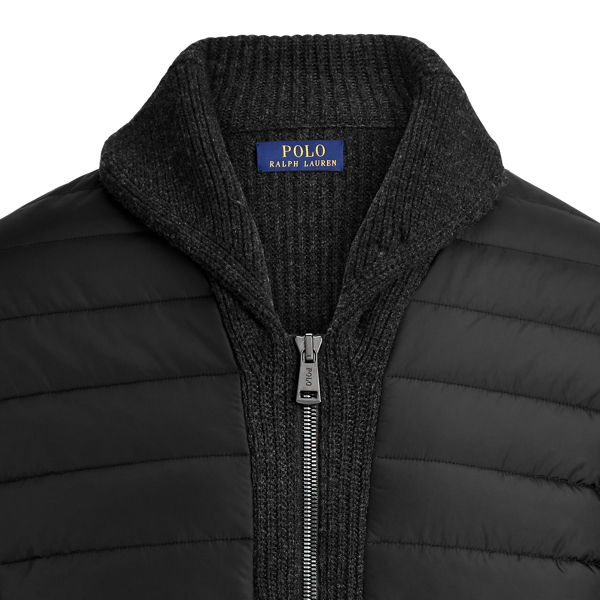 Deep Black Heather Wool Hybrid Full-Zip Jumper Polo Ralph Lauren 2
