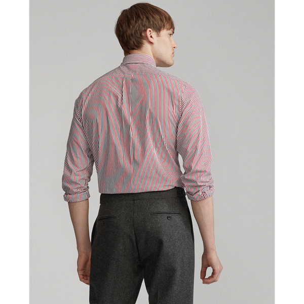 Burgundy/White Custom Fit Striped Poplin Shirt Polo Ralph Lauren 4
