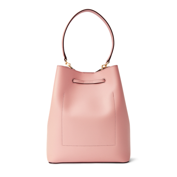 Mellow Pink/Porcini Leather Debby Drawstring Bag Lauren 3
