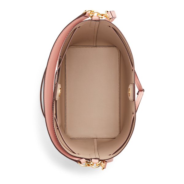 Mellow Pink/Porcini Leather Debby Drawstring Bag Lauren 4
