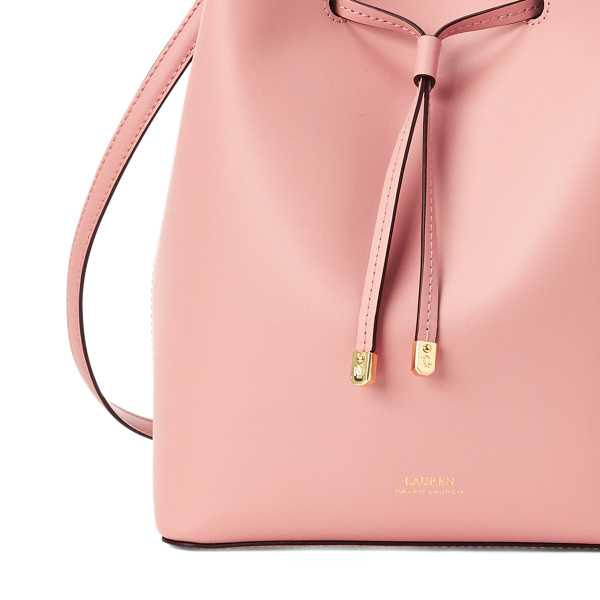 Mellow Pink/Porcini Leather Debby Drawstring Bag Lauren 5
