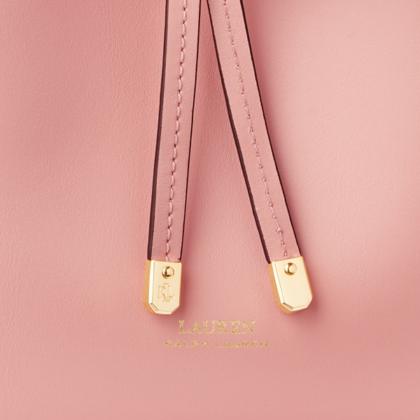 Mellow Pink/Porcini Leather Debby Drawstring Bag Lauren 6