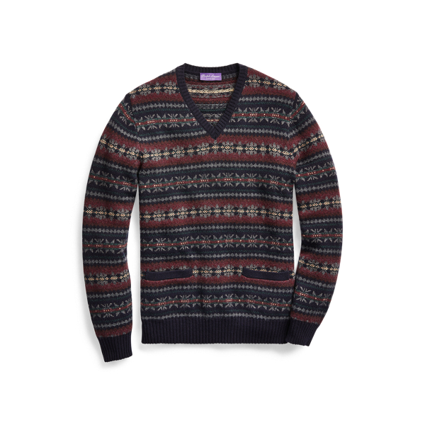 Fair Isle V-Neck Sweater Purple Label in 1