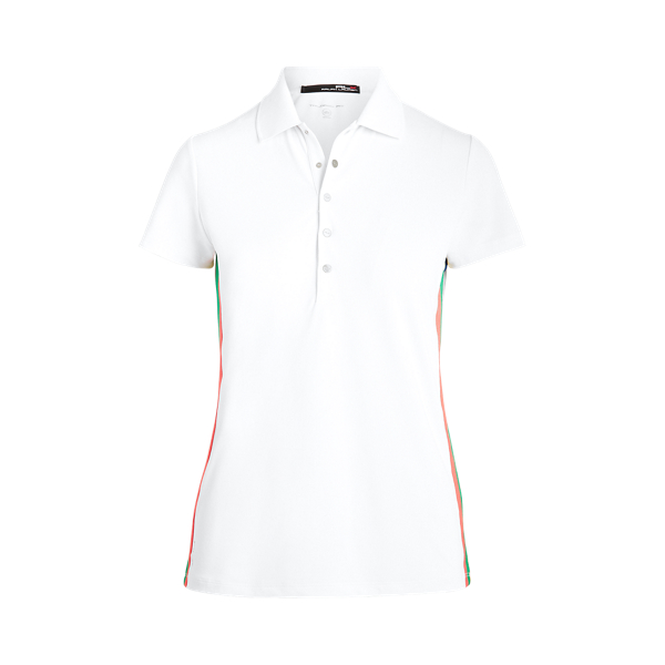 Ceramic White Striped-Trim Golf Polo Shirt RLX 1