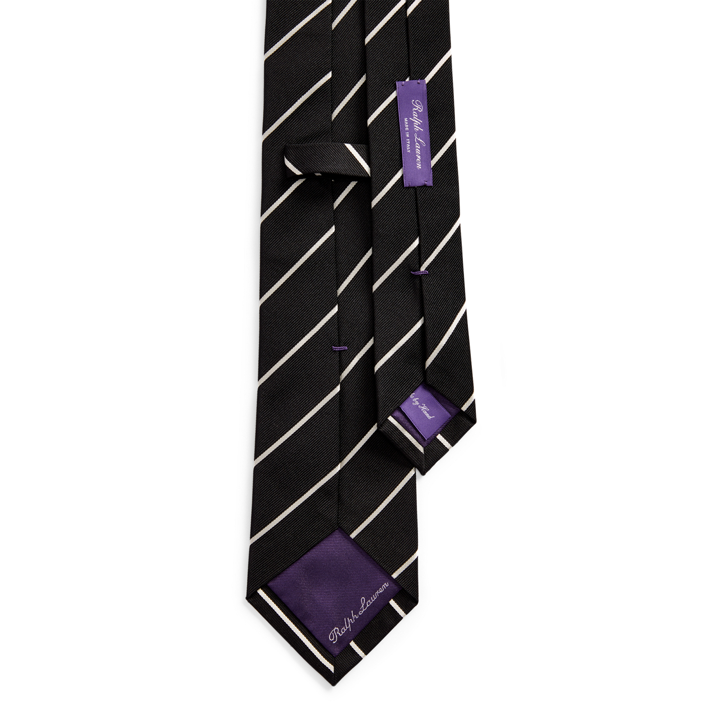 Мужской галстук Ralph Lauren Striped Silk Faille Tie, цвет: Чёрный — фото 1