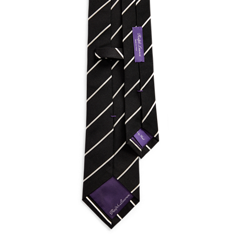 Мужской галстук Ralph Lauren Striped Silk Faille Tie, цвет: Чёрный