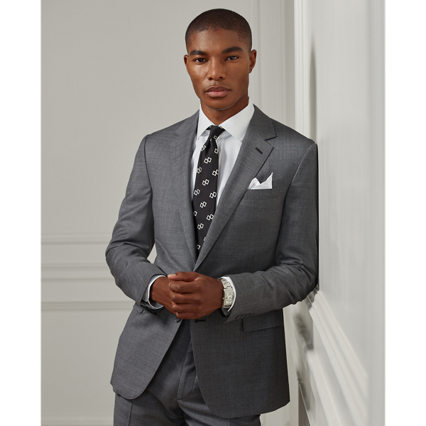 Grey Multi Gregory Hand-Tailored Sharkskin Suit Purple Label 4