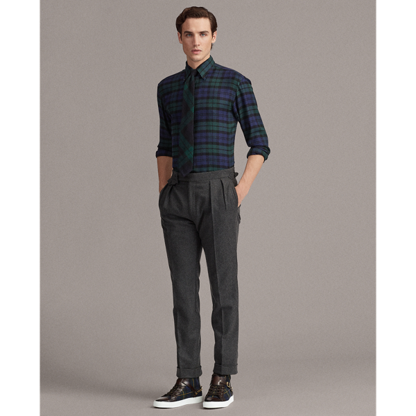 Navy And Green Tartan Twill Shirt Purple Label 3