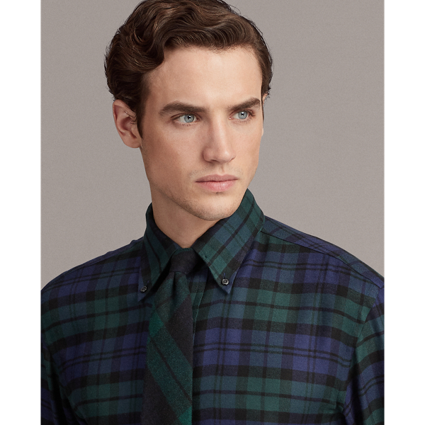 Navy And Green Tartan Twill Shirt Purple Label 5