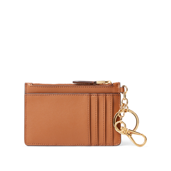 Field Brown/Black Leather Zip Card Case Lauren 2